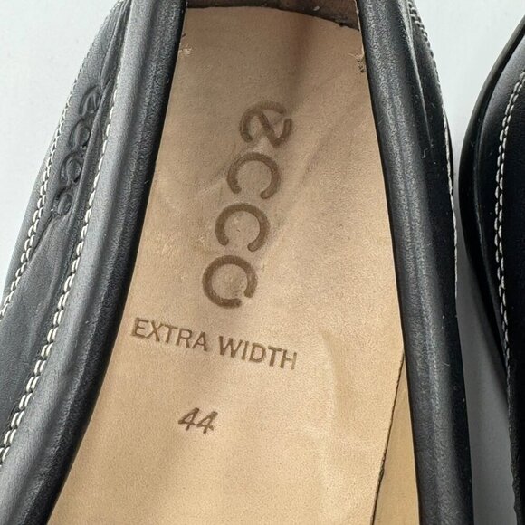 Ecco Mens Black Leather Classic Driving Loafers Size 10 Extra Width Slip-On - Picture 8 of 9